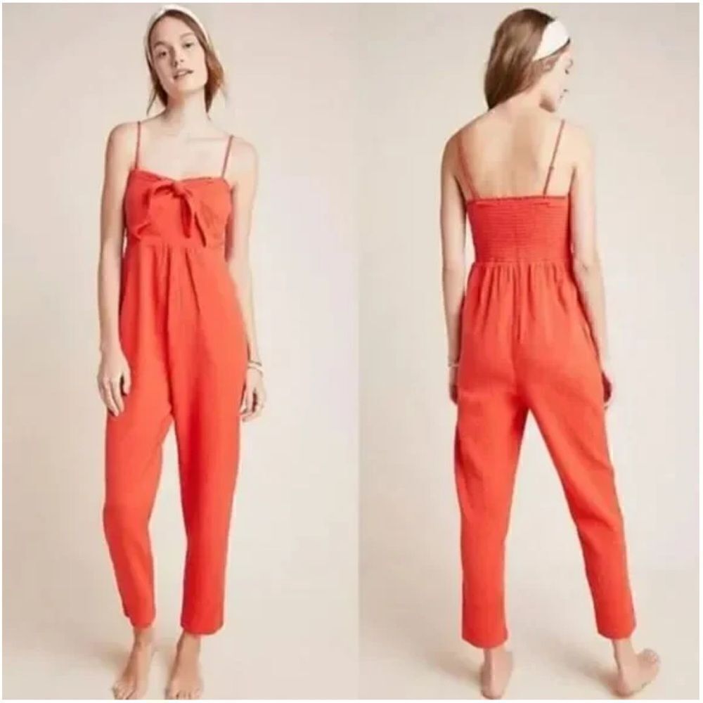 Anthropologie | Saturday Sunday Orange Isabel Tie-Front Jumpsuit | M
